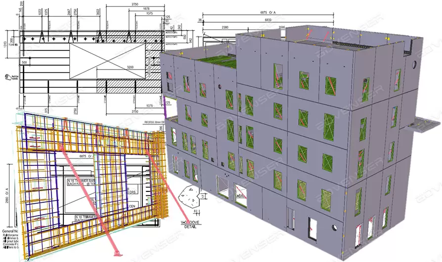 Precast Panel Detailing of a commercial building